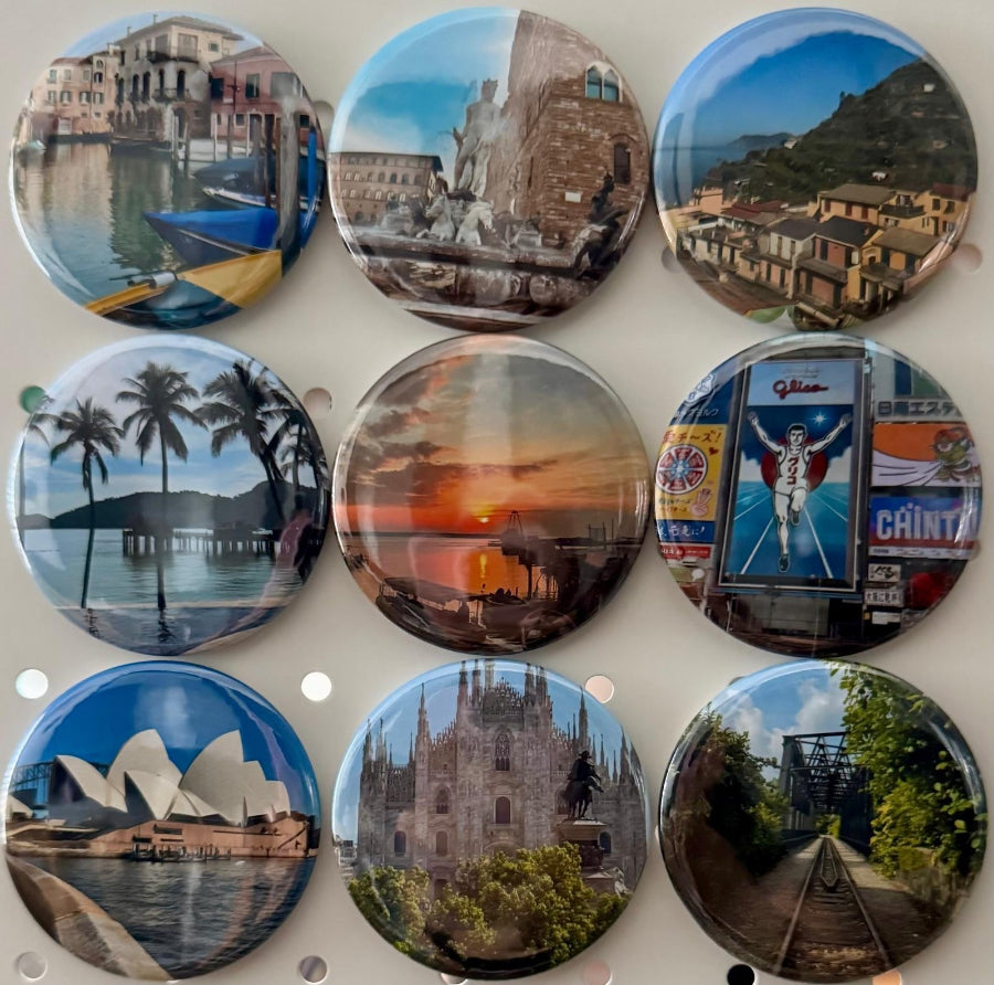Handcrafted 2.25" Round Photo Magnets (9 magnets)