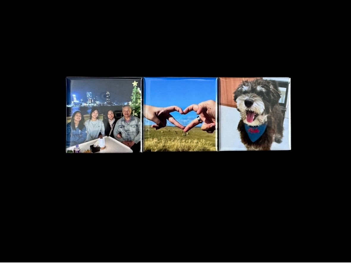 Handcrafted 2" Square Photo Magnets (3 Magnets)