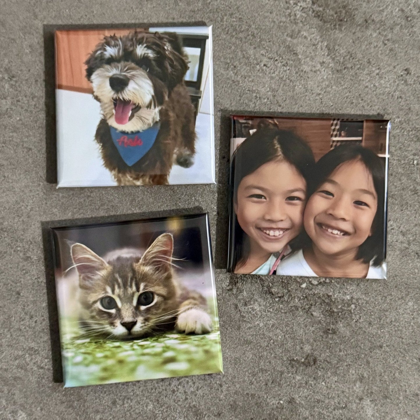 Handcrafted 2" Square Photo Magnets (3 Magnets)