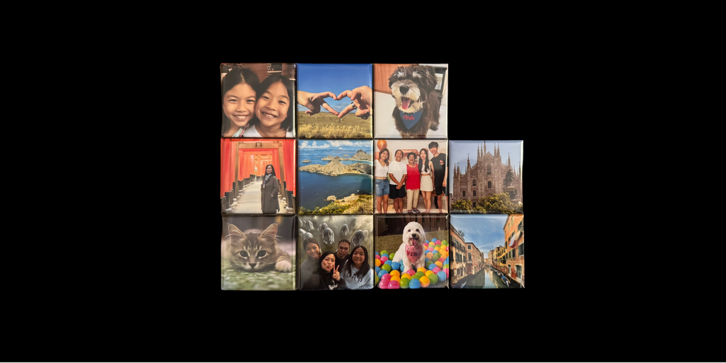Handcrafted 2" Square Photo Magnets (11 Magnets)