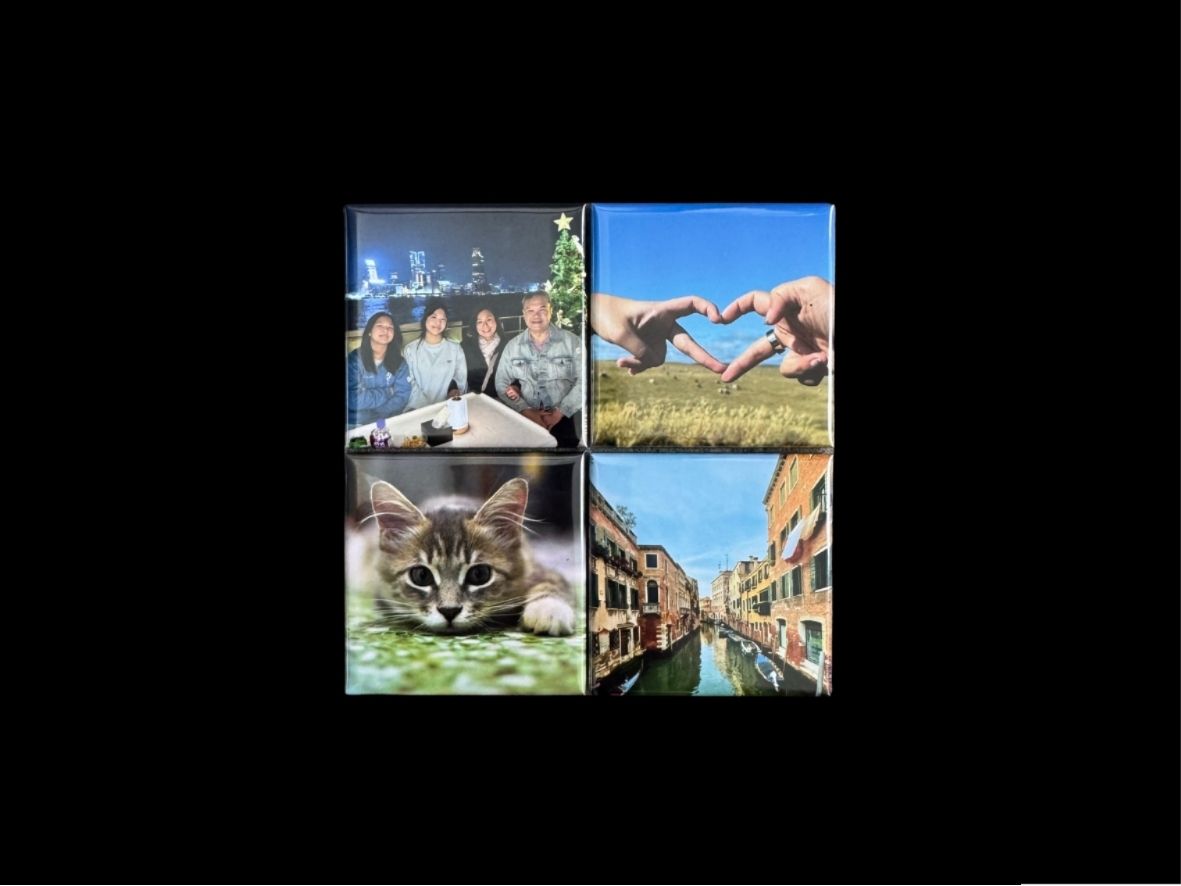 Handcrafted 2" Square Photo Magnets (4 Magnets)