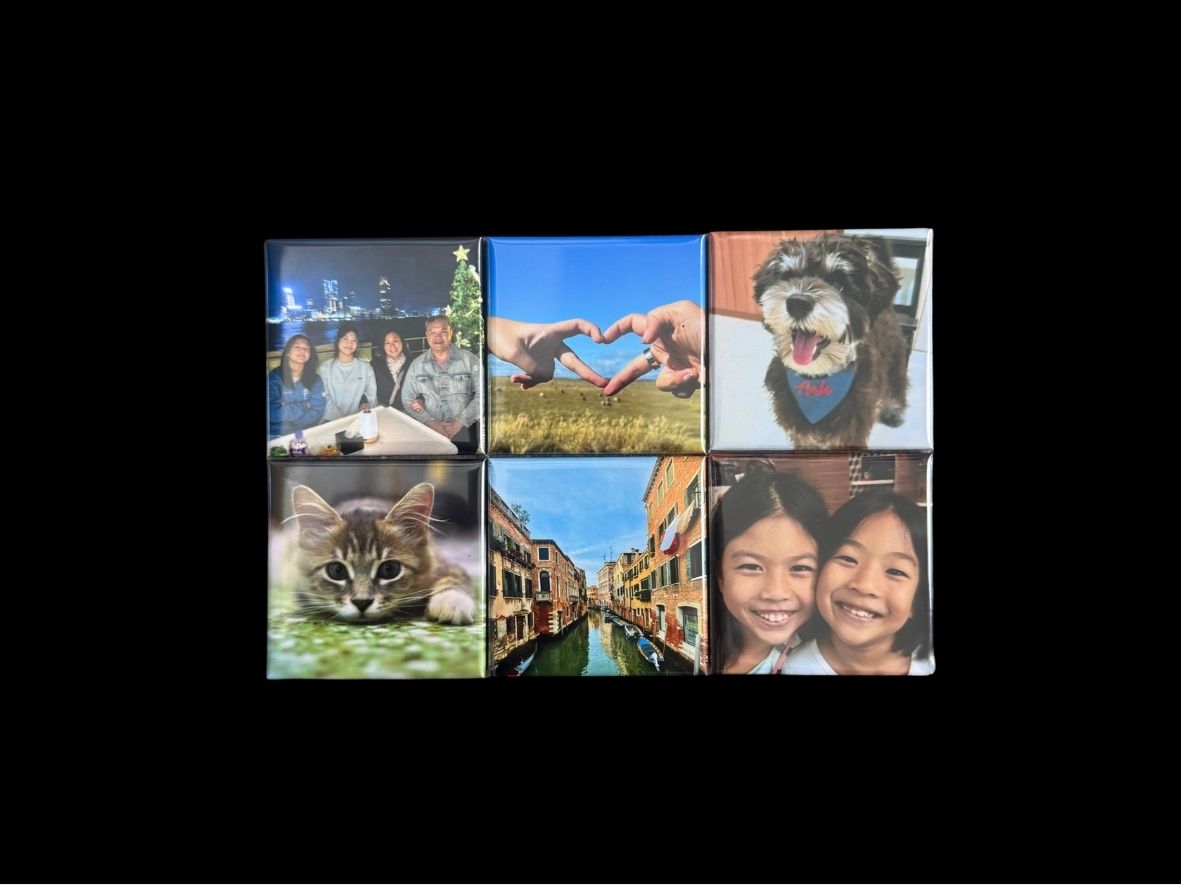 Handcrafted 2" Square Photo Magnets (6 Magnets)