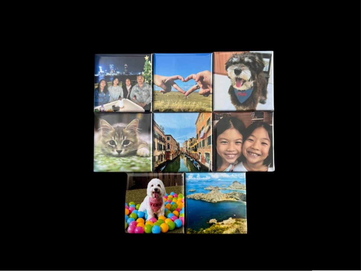 Handcrafted 2" Square Photo Magnets (8 Magnets)