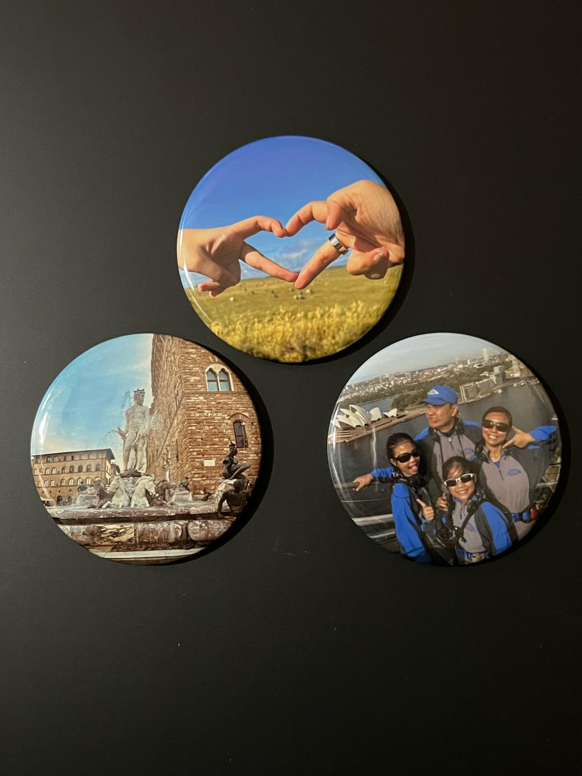 Handcrafted 2.25" Round Photo Magnets (3 magnets)