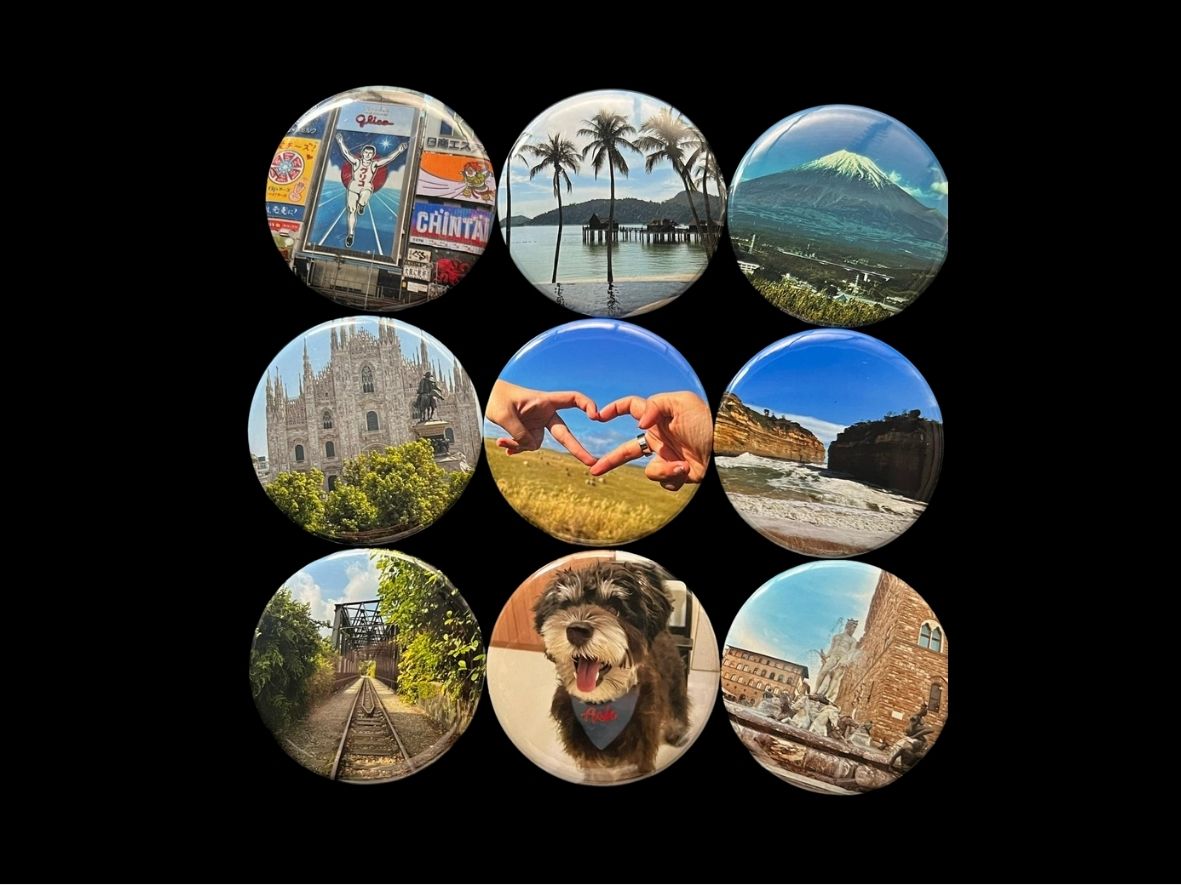 Handcrafted 2.25" Round Photo Magnets (9 magnets)